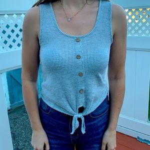 Striped grey and white tank